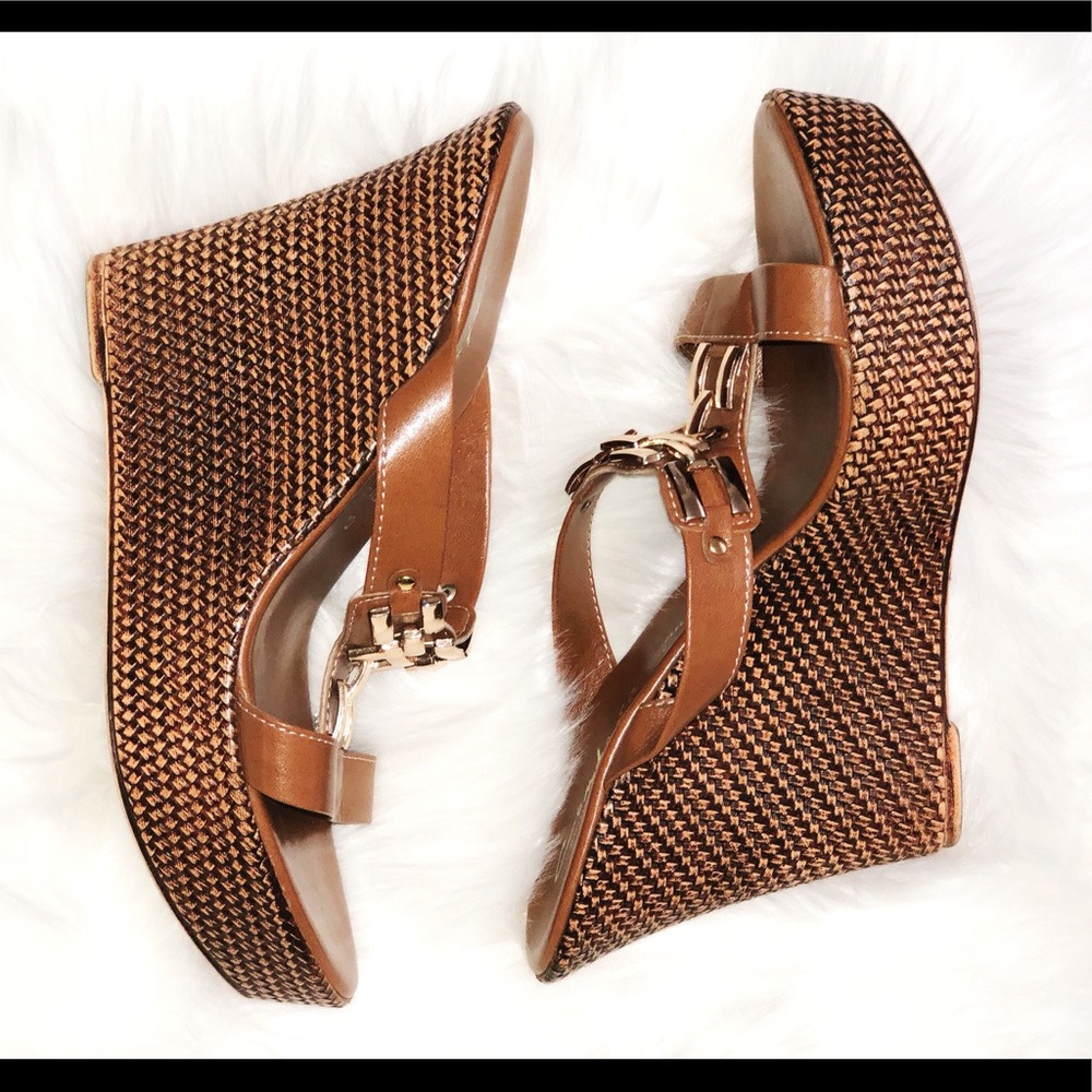 Conresa Size 10/41 brown woven heel sandals wedges